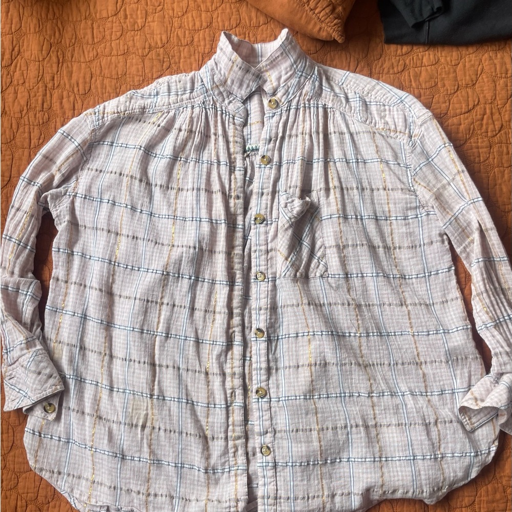 Free People Gauzy Button Down